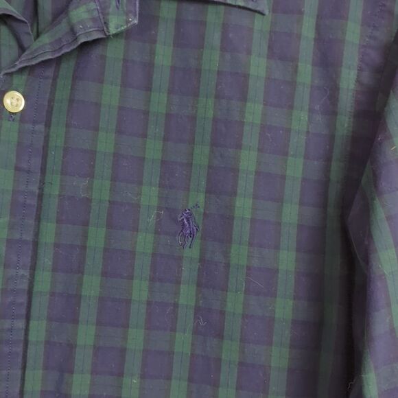 Ralph Lauren green blue check stretch cotton shirt plaid small - Picture 2 of 4